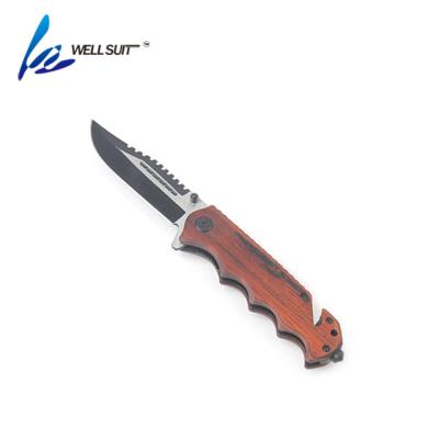 China Combat Knife Quality Stainless Steel Blade Folding Pocket Knife With Wooden Handle for sale