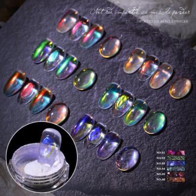 China Newest Trendy Nail Art Ice Powder Multifunctional Transparent Aurora Fairy Highlighter Powder for sale