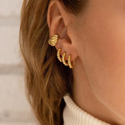 China TRENDY 18k Gold Crescent Earrings Twisted Around Chunky Hoop Earrings Earrings For Women for sale