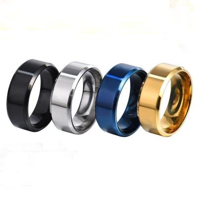 China Stainless Steel Ring Blanks Popular Cheap Titanium Ring For Men high quality 4 FASHIONABLE colors for sale