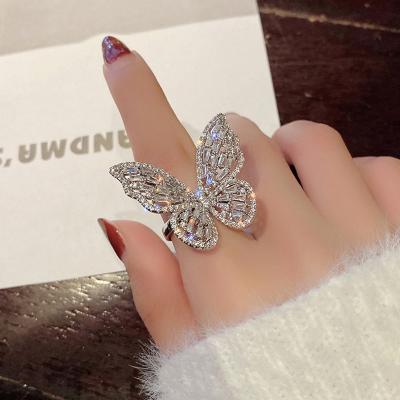 China FASHIONABLE Butterfly Finger Zircon Crystal Fashion Women Rings For Ladies Adjustable Jewelry Women Trend for sale