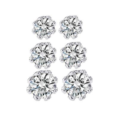 China Crystal Cz Stud Earrings Wedding CLASSIC Round Shape Diamond Zirconia Studs Earrings for sale