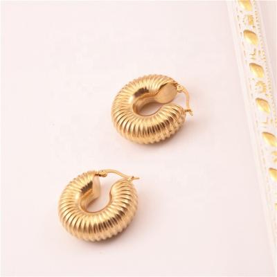 China High End Lead Free Nickel Free 18k Gold Plated Snail Hollow Hoop Earrings For Women Stainless Steel Stud Earrings Wholesale for sale