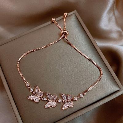 China Trendy Trendy Fashion Jewelry Gold Plated Crystal Butterfly Bracelet Women for sale