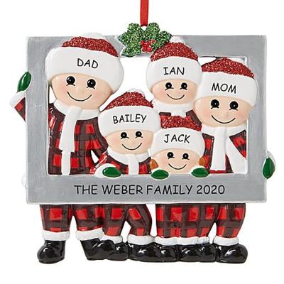 China Christmas Tree Ornament Family Members Photo Frame Hanging Christmas Ball Tree Ornaments for sale