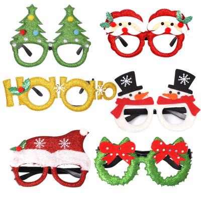 China Hot Sale Chirstmas Decor Christmas Decorations Adult Kids Toys Santa Snowman Antler Glasses Christmas Decorated Glasses for sale