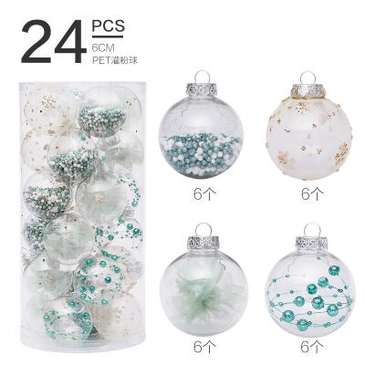 China Chirstmas Decor Christmas Tree Hanging Ornaments Mint Color PET Bauble Ball With Glitters On Top For Xmas Holiday Decoration for sale