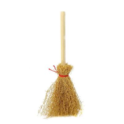 China Holiday Decorations Costume Witch Toy Broom Dollhouse Halloween Party Props Mini Besom Red Rope Straw Sweeps Hanging Decorations for sale