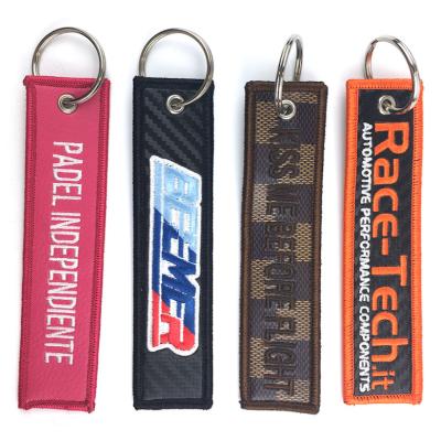 China Promotional Gift High Quality Custom Embroidered Sports Lanyard Slogan Keychain Jet Tag Key Holder Key Chains Vehicle Key Tags for sale