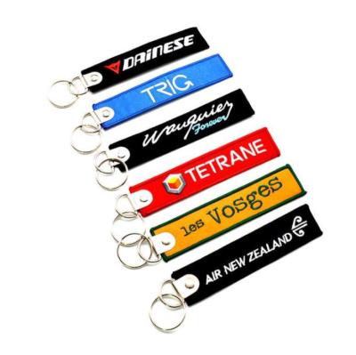 China Embroidery Promotional Car Gift Key ID Key Chain Tag Tags Custom Logo Short Lanyards Key Tag Jet Tag Key Chain For Airplane /Motorcycle for sale