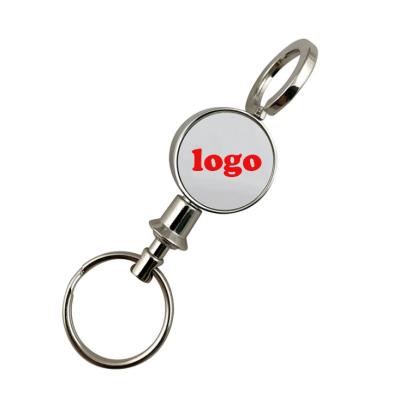 China Custom Car Logo Motel Keychain Metal Laser Gift Wholesale Gifts Billboard Promotional Key Ring Cut Mute Key Chain for sale