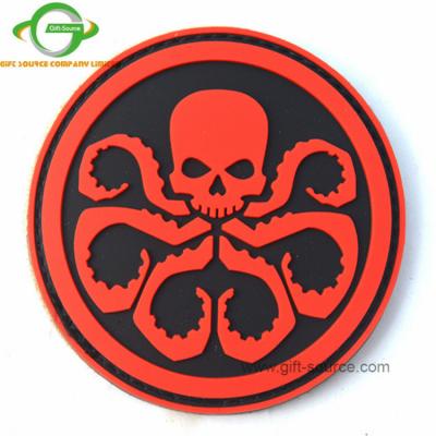 China High Quality Custom 3D Skull Hoop&Loop Backing 2D Plastic Rubber PVC Patch 3D Octopus Zombie Protest Soft Hat For Clothing for sale