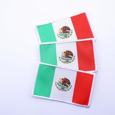 China 2020 Wholesale Fashion 3D Custom Cheap Iron On Mexico Flag Woven Embroidery Patches For Club for sale