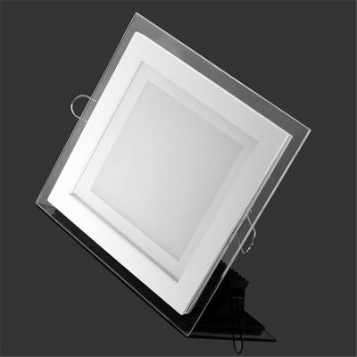 China Residential High Brightness 12W LED Panel Downlight Square Glass Panel Ceiling Recessed Lamp for sale