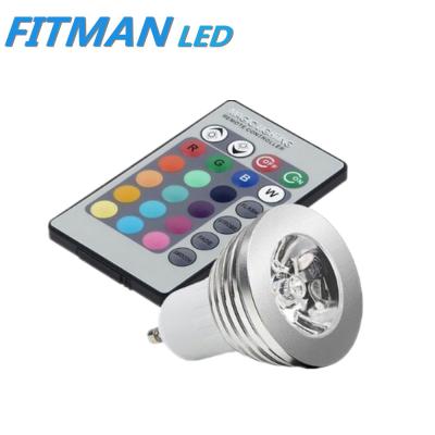 China Cheap hot sale aluminum gu10 rgb 3W led spotlight 220V with remote control for sale