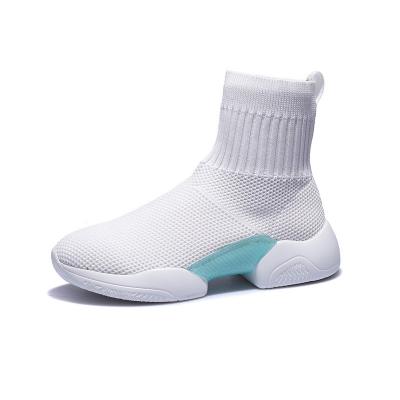 China Fashion trend women's sock shoes fashion knitted boots high top women sneakers ankle length boots retro white boots non-slip outdoor shoes for sale