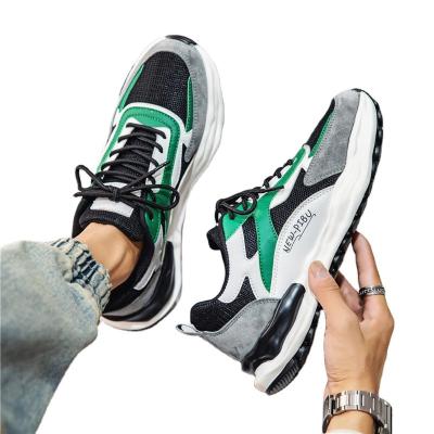 China Fashion trend men's sneakers fall new Korean version fashion breathable casual green Mesh Daddy Shoes Men's running shoes. Beige. Apricot for sale