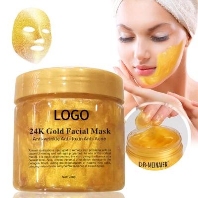 China Stored 24K Gold Anti Aging Face Mask Whitening Moisturizing Skin Care Vitamin C Facial Jelly Sleeping Mask for sale