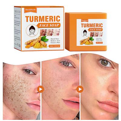 China OEM Turmeric Soap Face&Body Bar Soap Base Cleansing Organic Herbal Cleansing Remove Dark Spot Removal Turmeric Scrub Acne Treatment Soap for sale