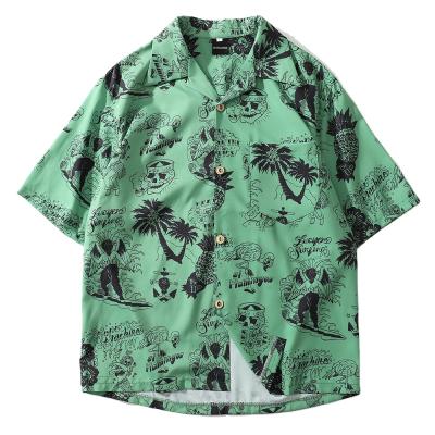 China Anti-pilling Anti-pilling Men's Short Sleeve Button Up Shirt Custom Hawaiian Print Fashion Beach Shirt for sale