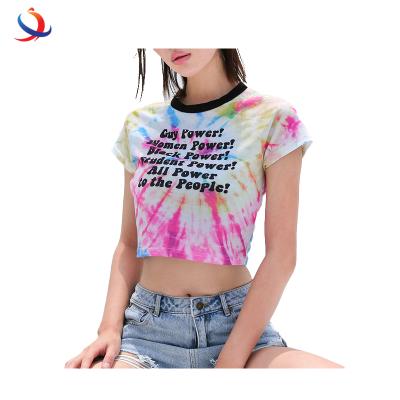 China Anti-pilling Team Cheerleading Uniform Customized Anti-pilling For Casual Sleeve Promotion Summer Graffiti Text Link Dye Ruler Culture Tops T-shirt for sale