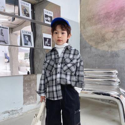 China Fashion Design Breathable Kids Clothing Single Breasted Toddler Boys Plaid Shirt Long Sleeve Jackets for sale