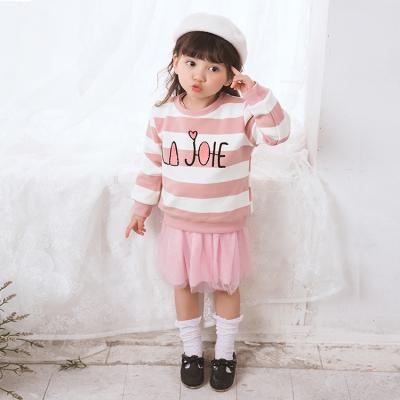 China Kids Breathable Casual Clothing 2 Colors Striped Sweater Girls Custom Kids Long Sleeve Sweatshirt for sale