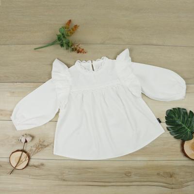 China Factory Direct Sales Breathable Price Girl Clothes 100% White Breath Sleeve Cotton Kids Girl Blouse Tops for sale