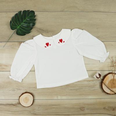 China Low MOQ Simple Design Breathable White Long Sleeve Children Girls Blouse 2021 Wholesale Wholesale for sale