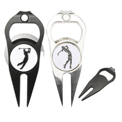 China Custom Zinc Alloy Golf Bottle Opener Golf Ball Marker Ball Design Ball Logo Free Throwing Digging Tool Repair Tool for sale