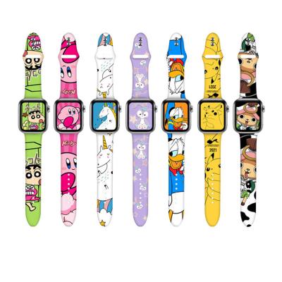 China Breathable 38MM 40MM Designer Luxury Custom Sport Printed Silicone Rubber Watch Band Straps For iWatch Apple Watch Se 6 5 4 for sale