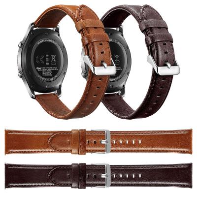 China Hot Amazon Cowhide Leather Band Replacement Leather Watchband For Samsung Gear S2 S3 Genuine Leather Watch Band 20mm 22mm for sale