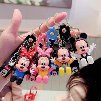 China Cartoon Mickey Minnie Toy Key Ring PVC Daily Life Chain Cute Anime 3d Key Chain Lovers Pendant Chain Children for sale