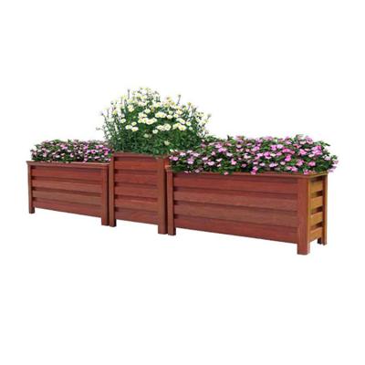 China Modern Customized Big Rectangle Wood Grain Aluminium Alloy Flower Box Greening Square Seed Indoor Custom Garden Outdoor Container Desig for sale