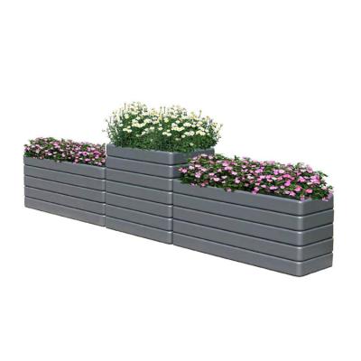 China Modern Decorative Large Rectangular Wood Grain Aluminium Alloy Flower Box Street Living Herb Custom Indoor Outdoor Garden Accessories for sale