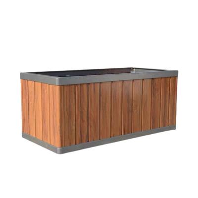 China Modern New Big Trough Wood Grain Aluminium Alloy Flower Box Living Plant Hospital Indoor Custom Garden Outdoor Decoration Designs for sale