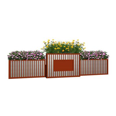 China Modern Hot Sale Large Long Wood Grain Aluminium Alloy Flower Box Automatic Office Garlic Indoor Custom Outdoor Garden Tank Ideas for sale