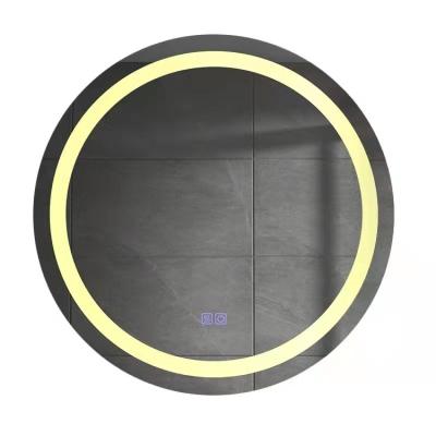 China The enlargement 24 in. diameter illuminated led bathroom mirror with anti fog and weather display wall mounted bathroom mirror for sale