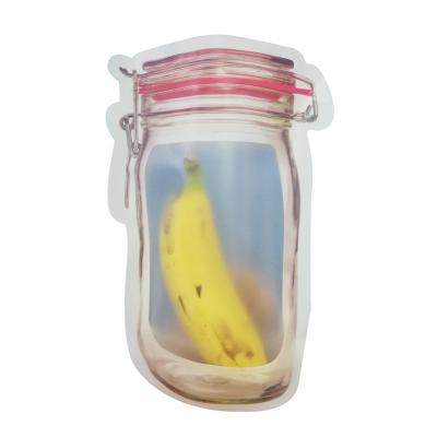 China Reusable Nuts Mason Jar Zipper Bag Barrier Pouch Holder Laminated Plastic Bottle Shaped Food Pouch Nuts for sale