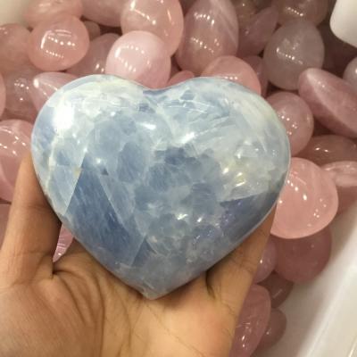 China China sky natural celestite crystal stone carved heart crystal shape mineral puffy heart for sale