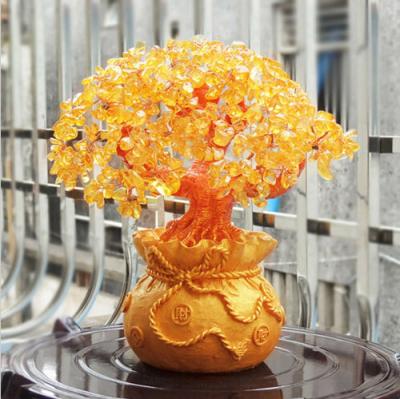 China Yellow Citrine Amethyst Crystal Gem Spiritual Lucky of China Feng Shui Money Wealth Tree for sale