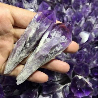 China Wholesale Natural Amethyst Quartz Crystal Wand Point Specimen Healing Group from China for sale