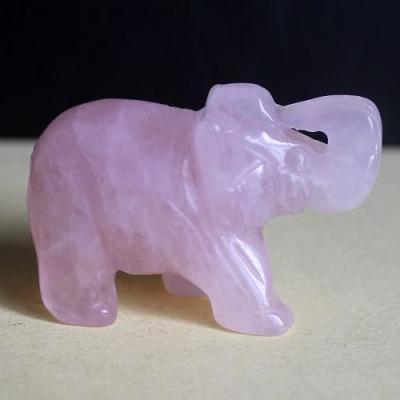 China Wholesale Natural China Rose Quartz Elephant Hand Carved Crystal Therapy For Birthday Gift for sale