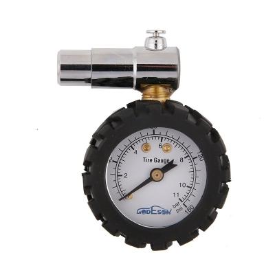 China Steel Godeson Presta Valve Bicycle Tire Pressure Gauge 0-160psi And 0-11bar With Air Pressure Relief for sale