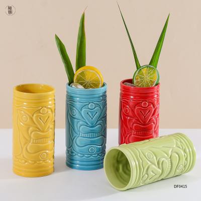 China Factory Hot Sale Customizable Tiki Cup Viable Classic Shape Mug Ceramic Tiki Mugs for sale