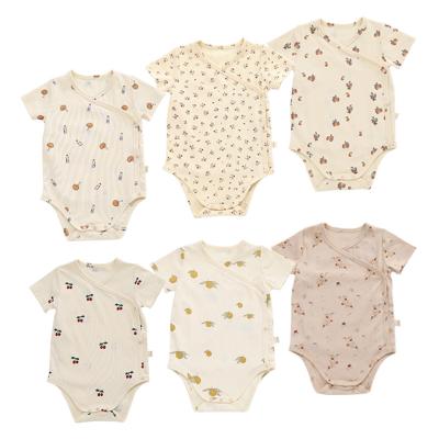 China Plain Cherry Print Short Sleeve Newborn Cotton Anti-Shrink Baby Overalls for sale