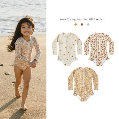 China Summer Breathable Long Sleeve Seaside Sunscreen Floral Print Baby Swimwear Beachwear Baby Swimwear for sale