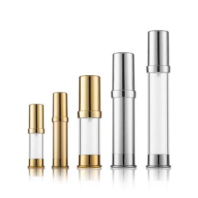 China 5ml 10ml 15ml 30ml Cosmetic Shiny Gold Skin Care Aluminum Airless Lotion Pump Bottle for sale