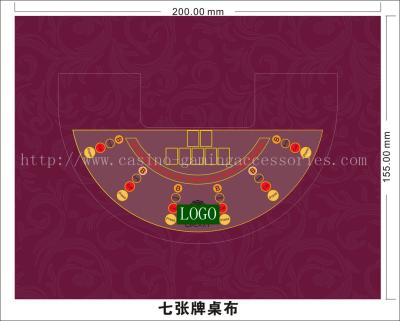 China Waterproof Seven Card Stu Poker Table Layout / Baccarat Felt / Casino Mat for sale