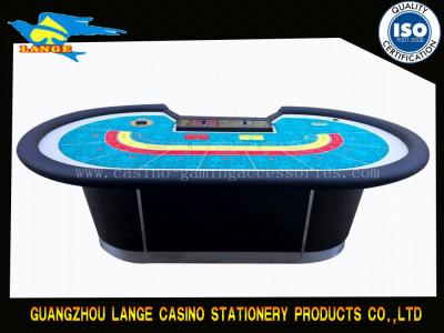 China Fireproof Solid Wood MDF Casino Poker Table With Stainless Steel Bill Slot for sale